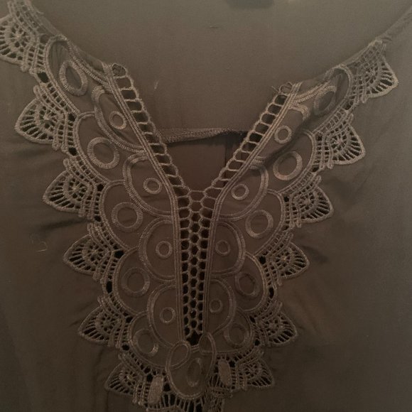 Magnolia Skye Black Boho Mini Dress/Cover Up Size Medium - Picture 7 of 7